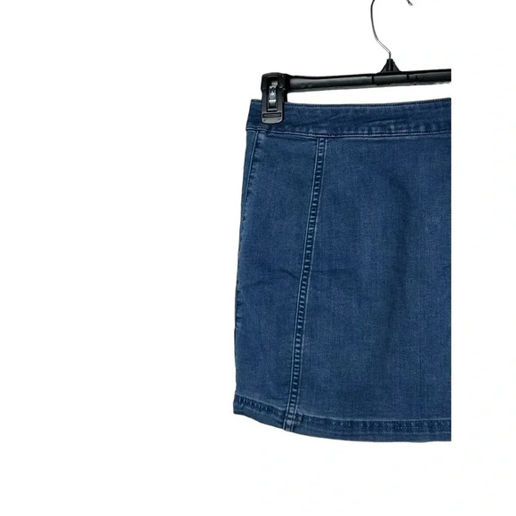 1714. FREE PEOPLE LITTLE DAISIES BUTTON‎ UP DENIM SKIRT SIZE 0 MEDIUM WASH DENIM - Picture 7 of 8